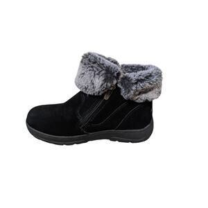 Khombu Jessica Womens 7M Black Suede Leather Faux Fur Winter Ankle Snow Boots